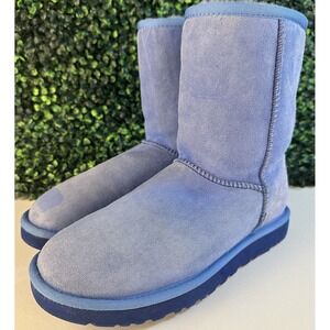 UGG Classic Short 5825 Boots Women's 7 Skyline Blue Suede Sheepskin Iconic